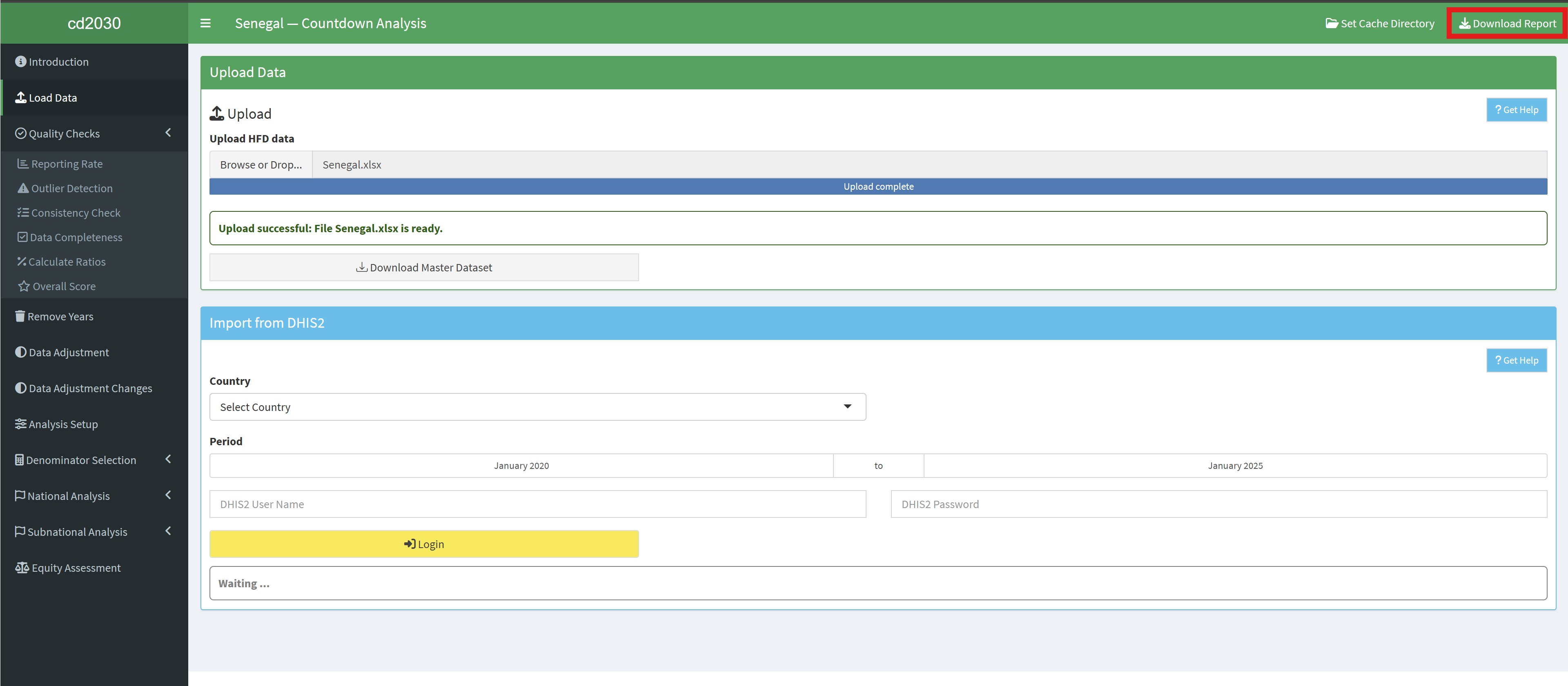The cache management button. 